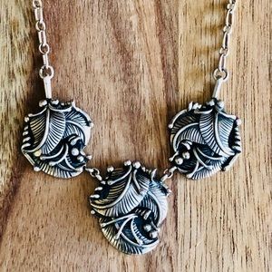 Navajo Sterling Three Concha Necklace Vintage